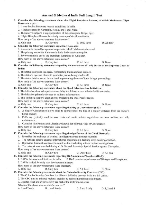 Insights IAS UPSC Prelims Mini Test Series  - 28 ENGLISH 2025 |B&W| - Image 3