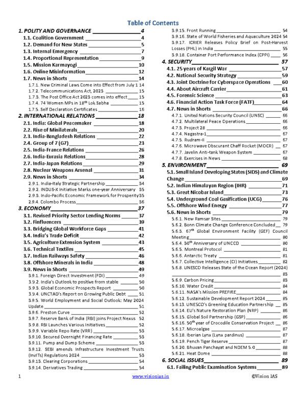 Vision  IAS Monthly Current Affairs June English 2024 | B&W - Image 2