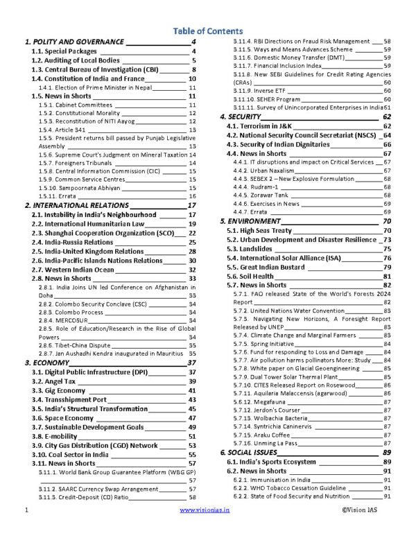 Vision  IAS Monthly Current Affairs July English 2024 | B&W - Image 2