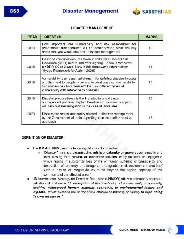 Sarrthi IAS (UPSC CSE  2024/25) GS - 3 {Mains Module} Disaster Management |B&W - Image 4