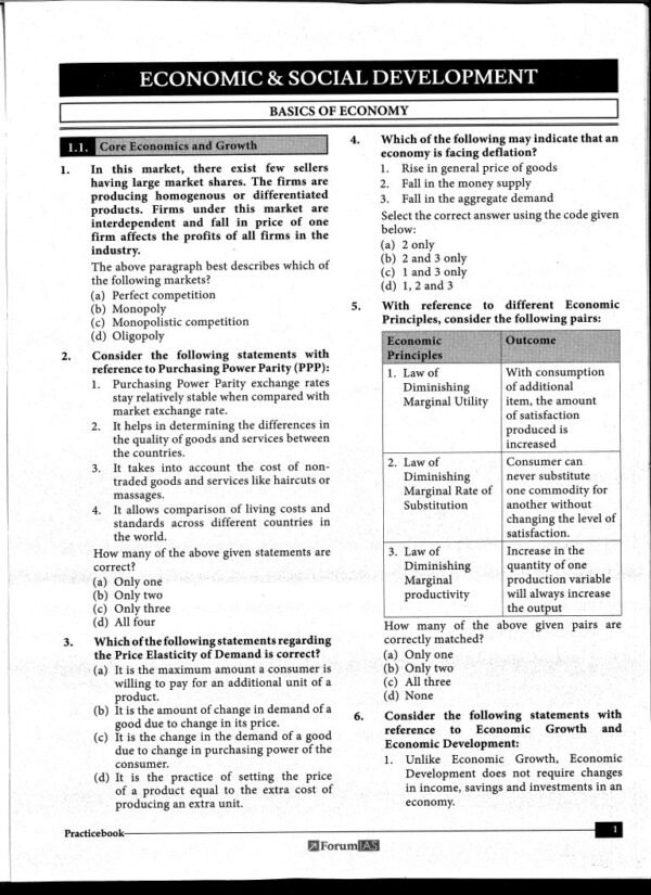 Forum IAS UPSC Prelims Toolkit Practice Economic Social Development And Agriculture l 2024 English | B&W - Image 3
