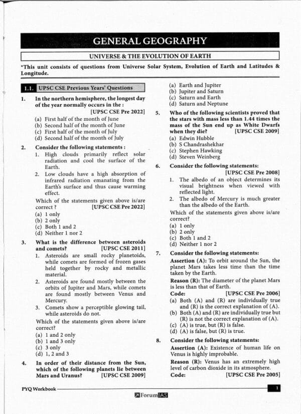 Forum IAS UPSC Prelims Toolkit PYQ  General Geography  l 2024 English | B&W - Image 3