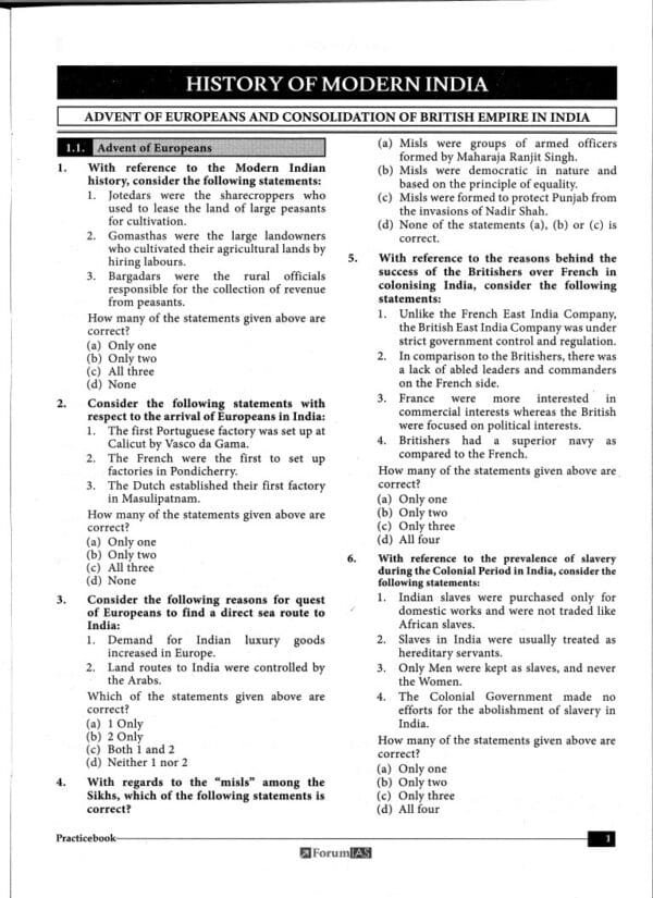 Forum IAS UPSC Prelims Toolkit Practice History of Modern India l 2024 English | B&W - Image 3