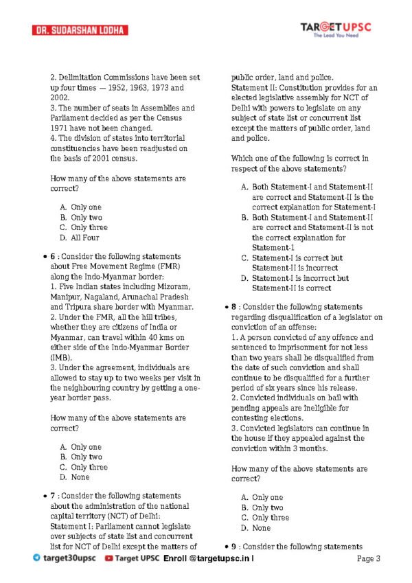 Target UPSC (Most Probable Question 250+ Polity) [UPSC Prelims 2024] Current + Static |B&W - Image 4
