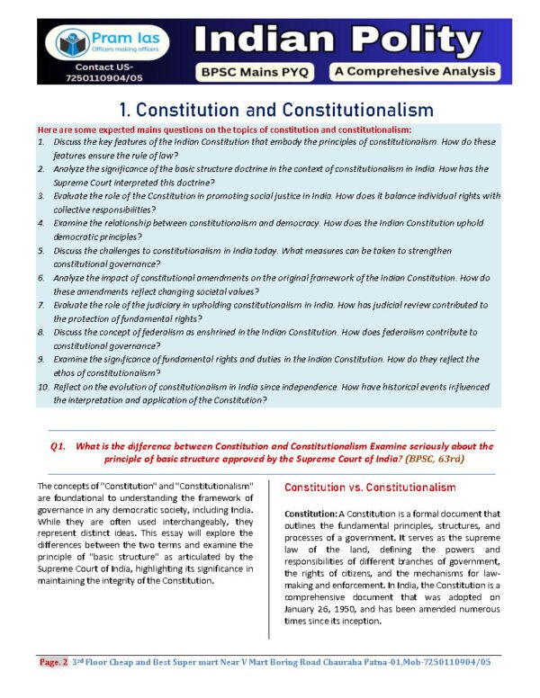 Pram IAS (Indian Polity & Consititution) [BPSC Mains Solved Previous Year Question] {(69th BPSC)} |B&W| - Image 2