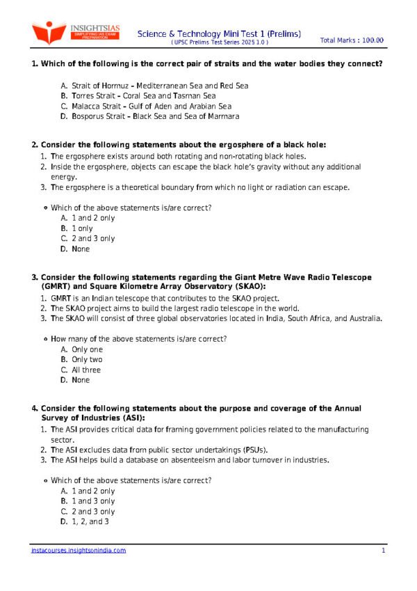 Insights IAS UPSC Prelims Mini Test Series - 22 ENGLISH 2025 |B&W| - Image 3