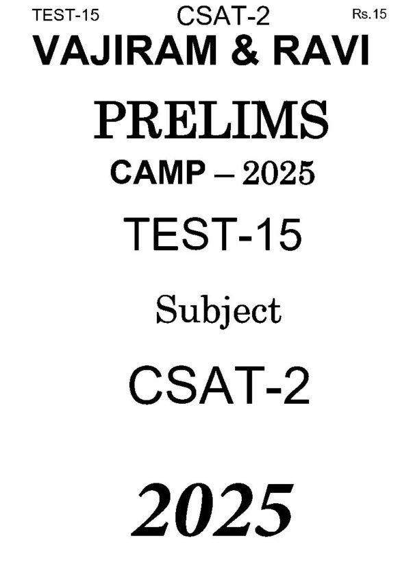 Vajiram & Ravi Prelims Camp – 2025 | Test – 15 | ( CSAT ) | B&W | - Image 2