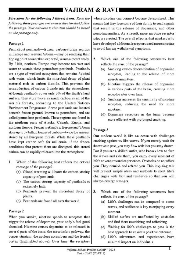 Vajiram & Ravi Prelims Camp – 2025 | Test – 15 | ( CSAT ) | B&W | - Image 3