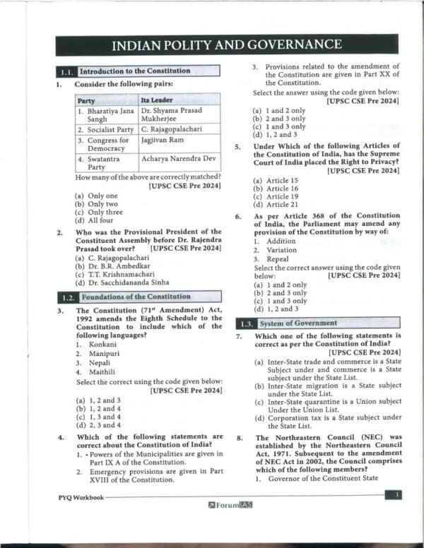 Forum IAS UPSC Prelims Toolkit PYQ Addemdum to Previous Year Questions l 2024 English | B&W - Image 3