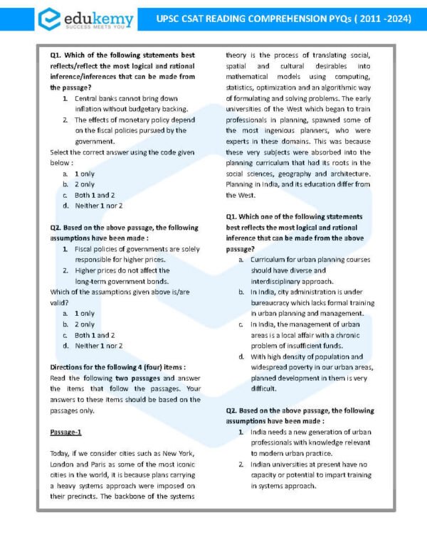 Edukemy (UPSC Civil Services { Prelims CSAT Previous Year Papers 2011-2024 } |B&W - Image 2