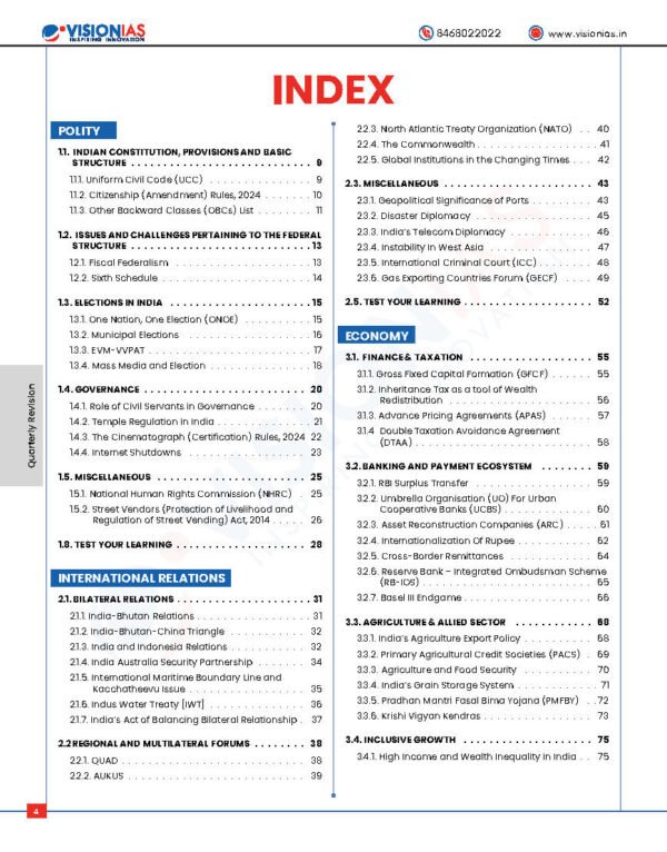 Vision IAS ( Current Affairs Quarterly Revision [ March 2024 To May 2024 ] |B&W - Image 3