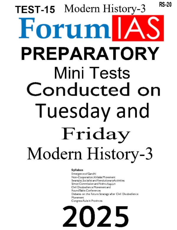 Forum IAS Preparatory Mini Test Series ( Test – 15 { Modern History - 3 } ) | English | B&W - Image 2