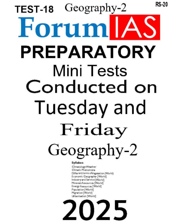 Forum IAS Preparatory Mini Test Series ( Test – 18 { Geography - 2 } ) | English | B&W - Image 2