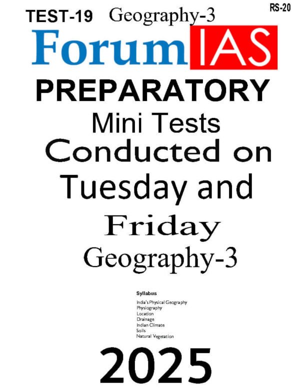 Forum IAS Preparatory Mini Test Series ( Test – 19 { Geography - 3 } ) | English | B&W - Image 2