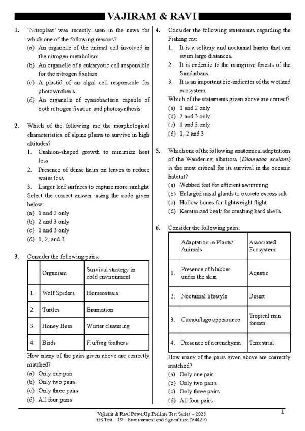 Vajiram & Ravi Prelims Test Series 2025 ( Test - 19 { Environment & Agriculture }) | English | B&W - Image 3