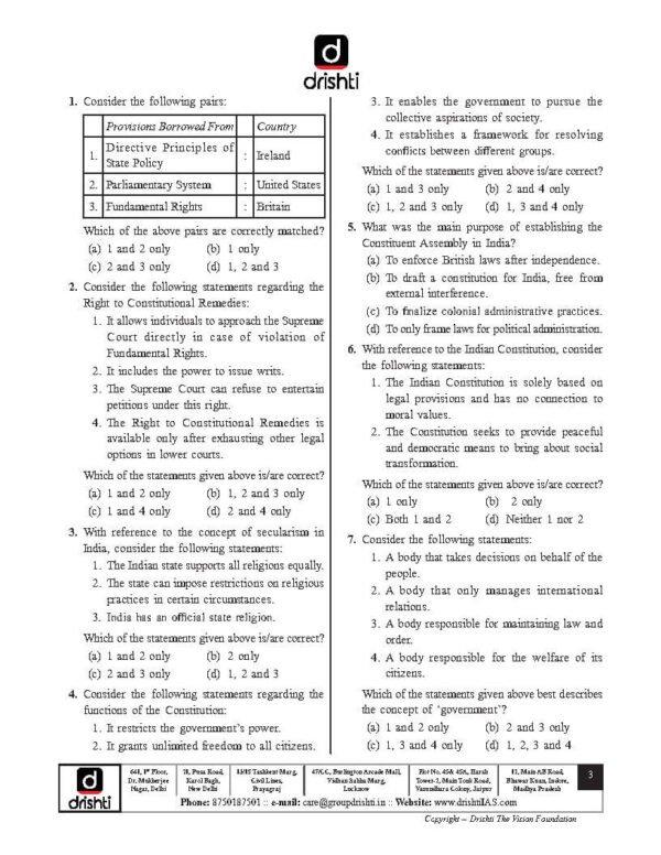 Drishti IAS ( UPSC Prelims Test Series { Test - 1 } ) | English | B&W - Image 3