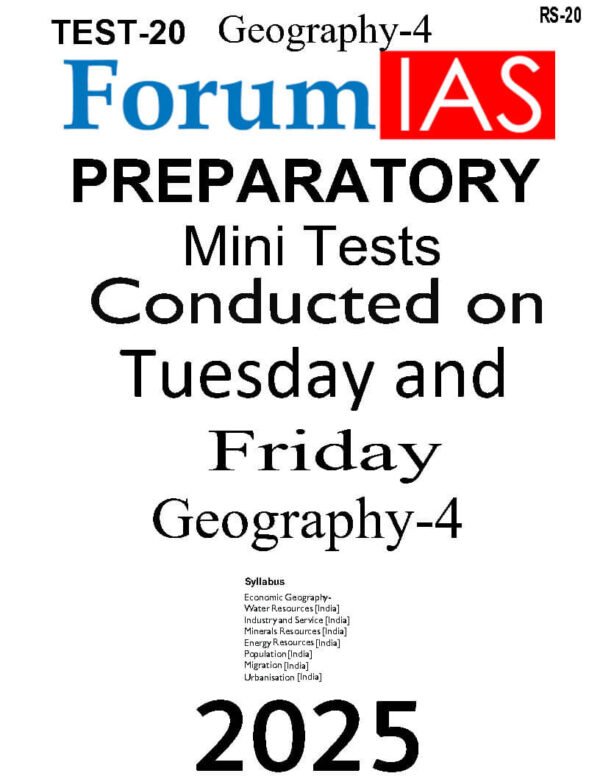 Forum IAS Preparatory Mini Test Series ( Test – 20 { Geography - 4 } ) | English | B&W - Image 2