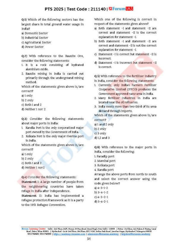 Forum IAS Preparatory Mini Test Series ( Test – 20 { Geography - 4 } ) | English | B&W - Image 3