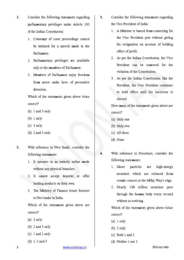 Vision IAS UPSC Prelims Test Series Test – 26 (Full Length Test - 3) English 2025 | B&W - Image 3