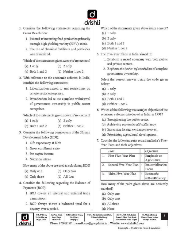 Drishti IAS ( UPSC Prelims Test Series { Test - 3 } ) | English | B&W - Image 3