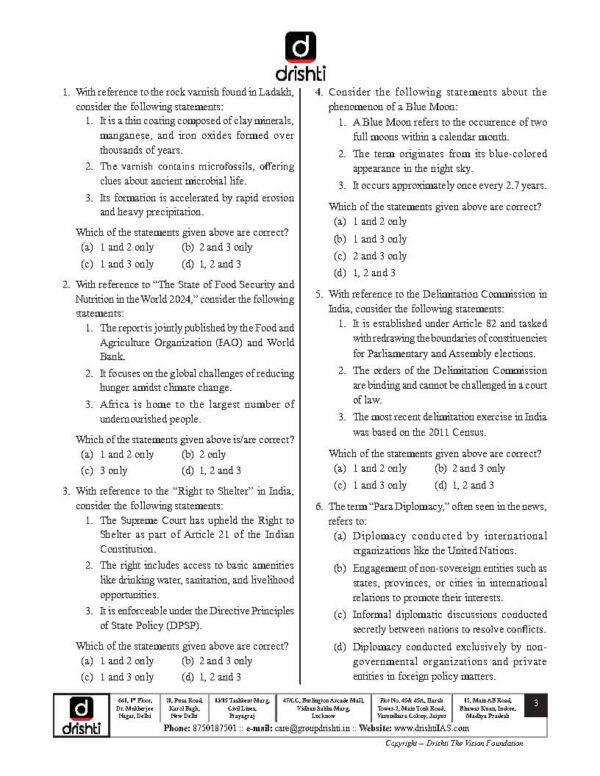 Drishti IAS ( UPSC Prelims Test Series { Test – 8 } ) | English | B&W - Image 3