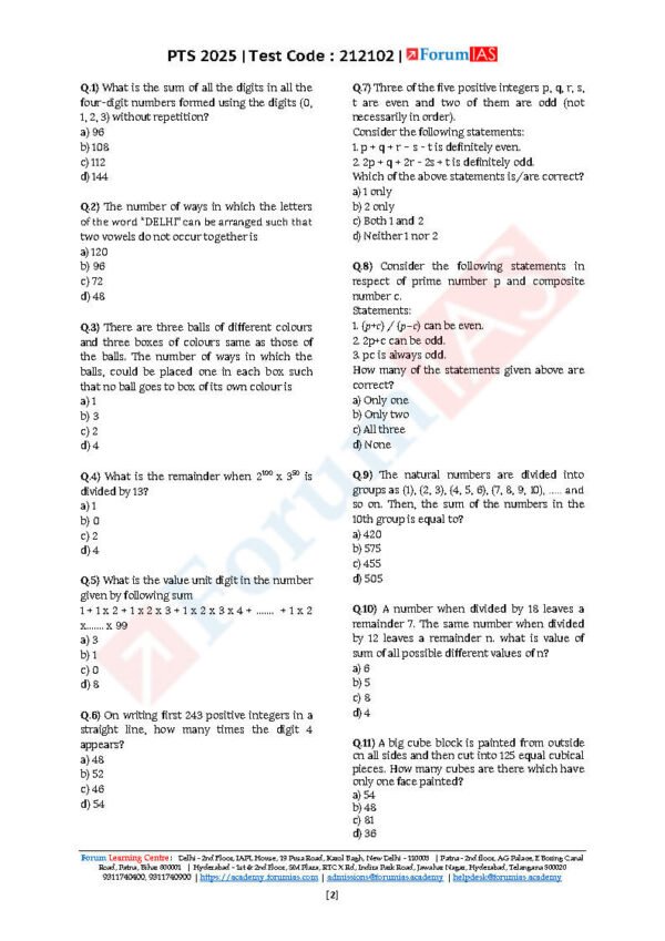 Forum IAS ( Prelims Test Series { Level - 1 : CSAT - 02 } ) | English | B&W - Image 3
