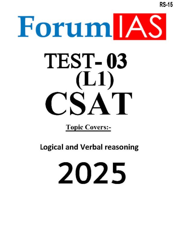Forum IAS ( Prelims Test Series { Level - 1 : CSAT - 03 } ) | English | B&W - Image 2