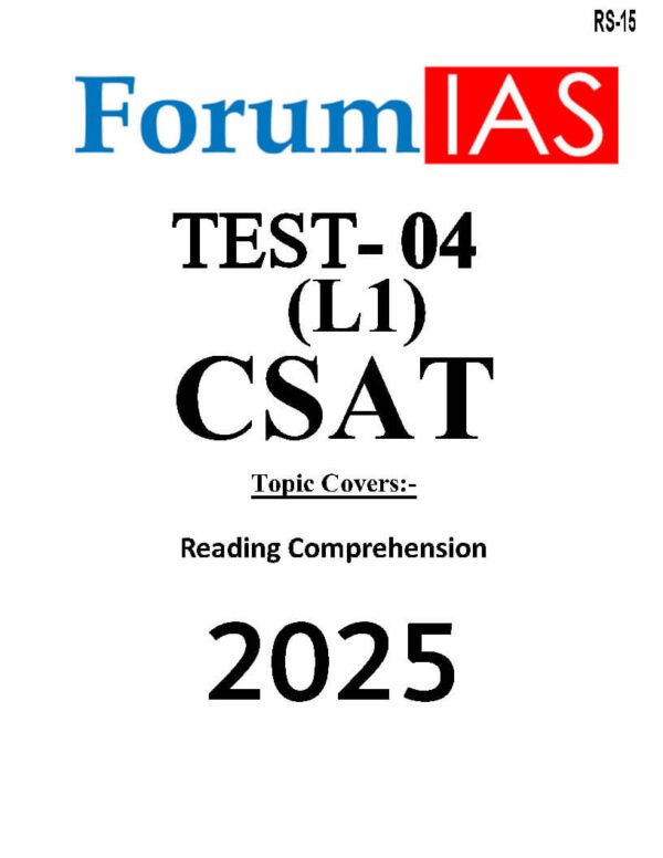Forum IAS ( Prelims Test Series { Level - 1 : CSAT - 04 } ) | English | B&W - Image 2