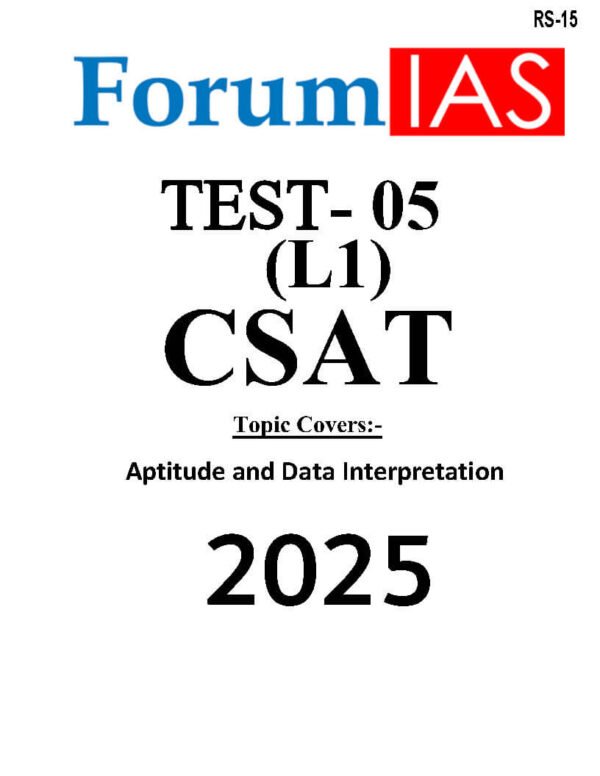 Forum IAS ( Prelims Test Series { Level - 1 : CSAT - 05 } ) | English | B&W - Image 2