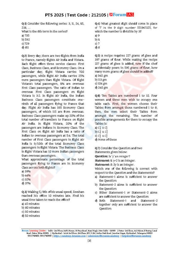 Forum IAS ( Prelims Test Series { Level - 1 : CSAT - 05 } ) | English | B&W - Image 3