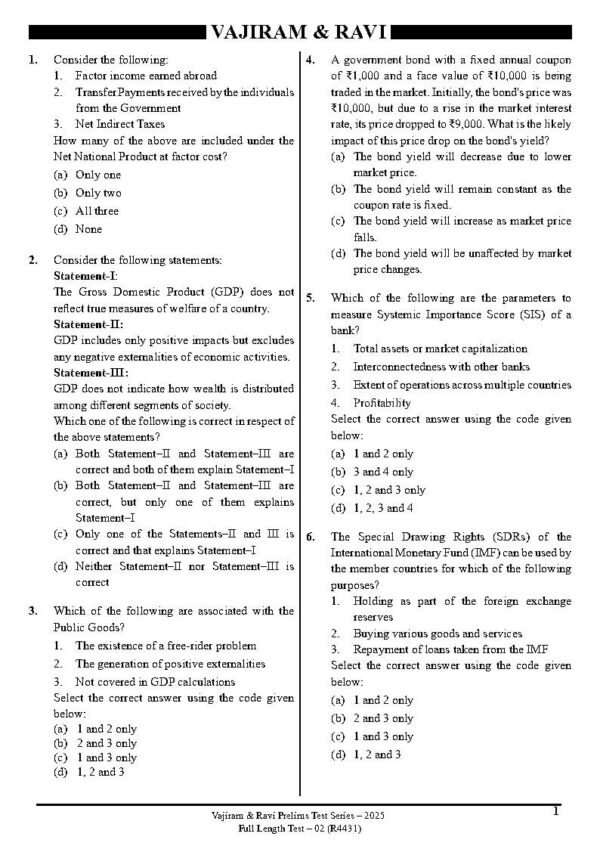 Vajiram & Ravi Prelims Test Series 2025 ( Test – 21 ) | English | B&W - Image 3