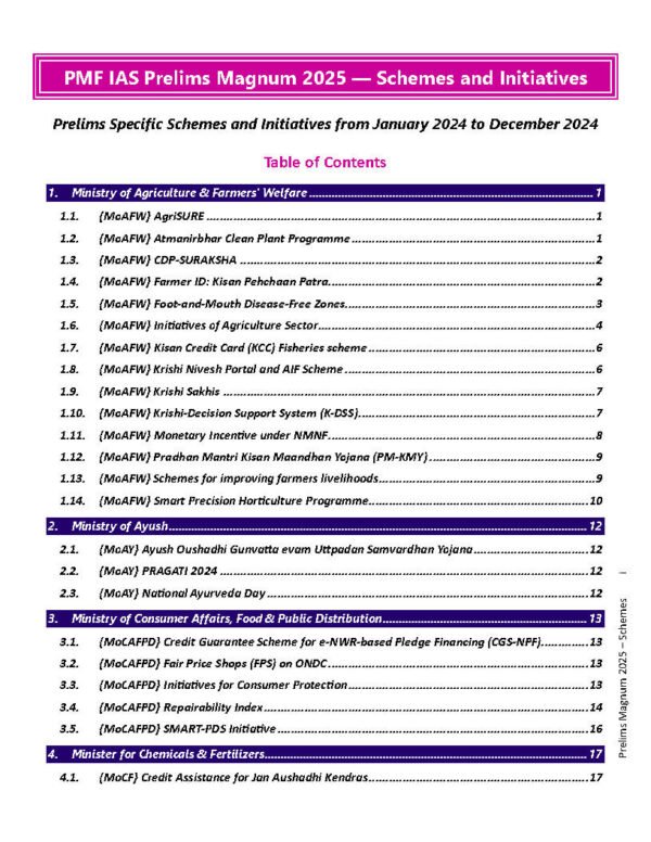 PMF IAS ( Schemes & Initiatives Prelims Magnum January 2024 to December 2024 Current Affairs ) | English | B&W - Image 3