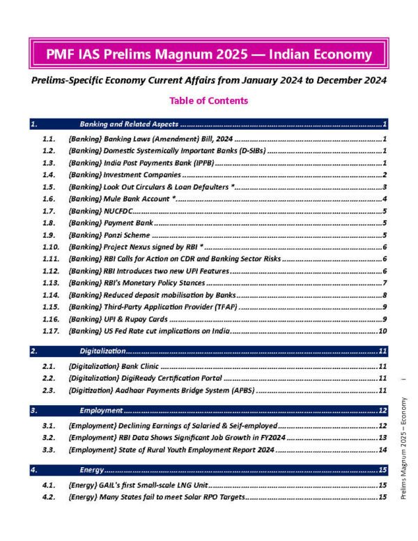 PMF IAS ( Indian Economy Prelims Magnum January 2024 to December 2024 Current Affairs ) | English | B&W - Image 3