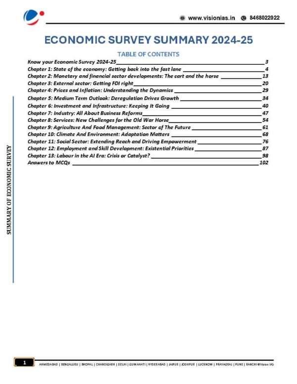 Vision IAS Summary Of The Economic Survey - 2024 - 2025 | English | B&W - Image 3