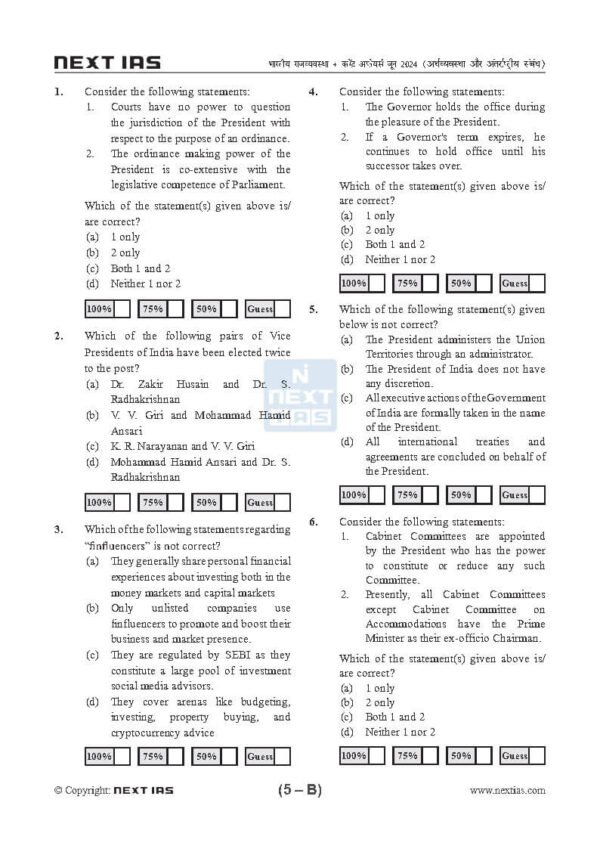 Next IAS ( UPSC Prelims Test - 2 ( General Studies - Polity + Current )) | English | B&W - Image 3