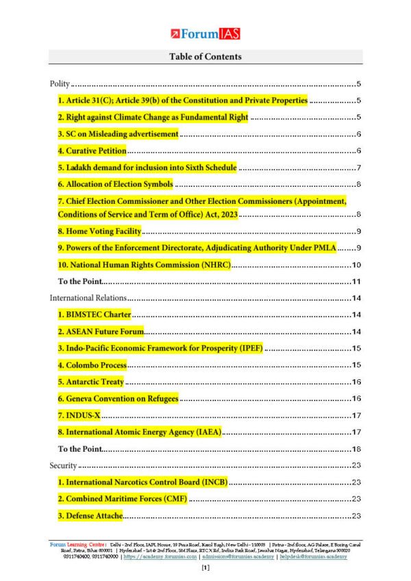 Forum IAS ( SFG Essential Current Affairs - Quarterly Compilation ) | English | B&W - Image 3