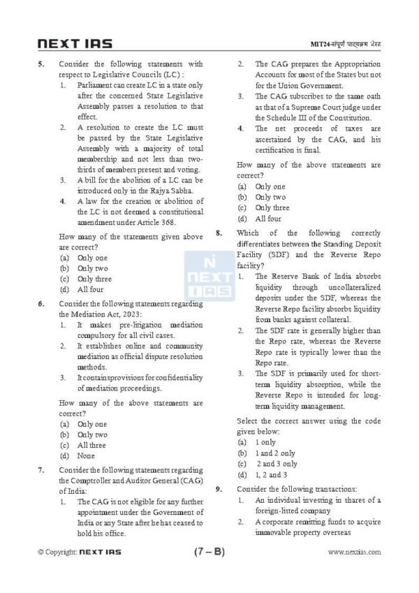 Next IAS ( General Studies Full Test - 2 [ PTS ( GS ) : CSE 2025 ) | English | B&W - Image 4
