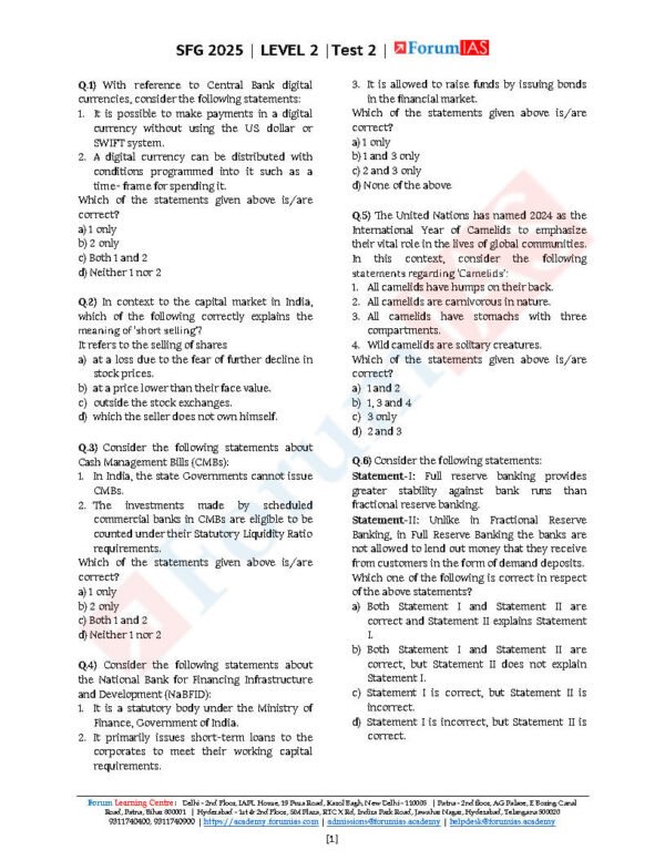 Forum IAS SFG ( Level 2 -Test - 2 ) Economics - 2 | English | B&W - Image 3