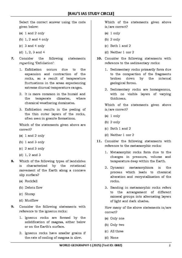 Rau's IAS General Studies { Paper : 1, CA : Test - 21, Indian Geography I - 2025 } | English | B&W - Image 4