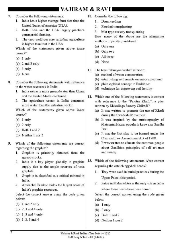 Vajiram & Ravi Prelims Test Series 2025 ( Test – 22 ) | English | B&W - Image 3