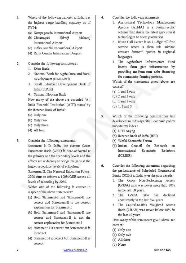 Vision IAS ( Test - 29 [ Indian Constitution Political System ] ) | English | B&W - Image 3