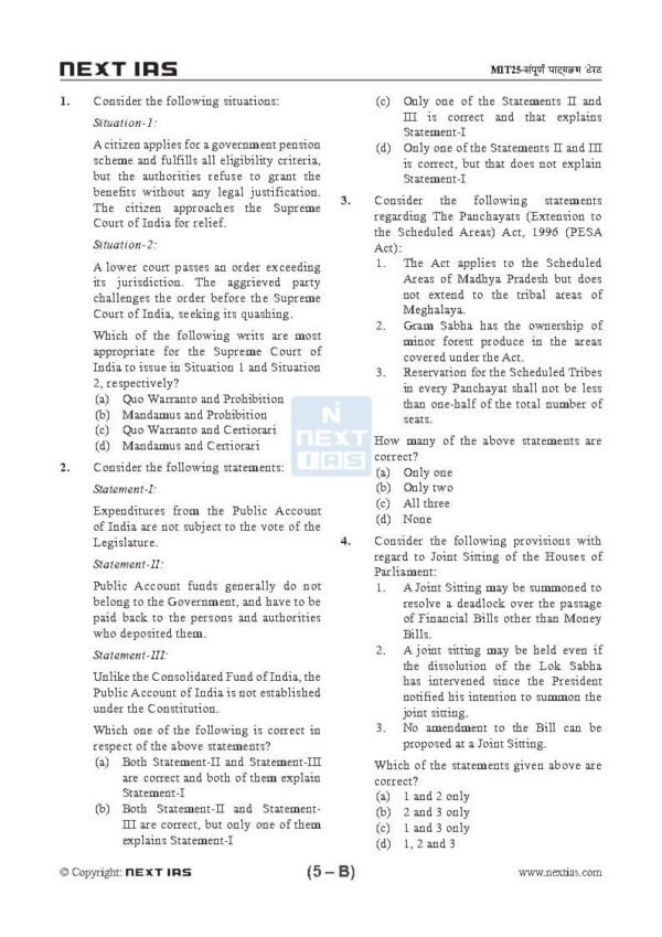 Next IAS ( General Studies Full Test - 3 [ PTS ( GS ) : CSE 2025 ) | English | B&W - Image 3