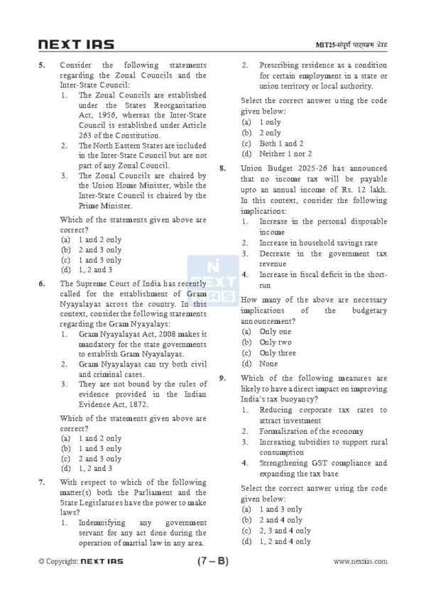 Next IAS ( General Studies Full Test - 3 [ PTS ( GS ) : CSE 2025 ) | English | B&W - Image 4