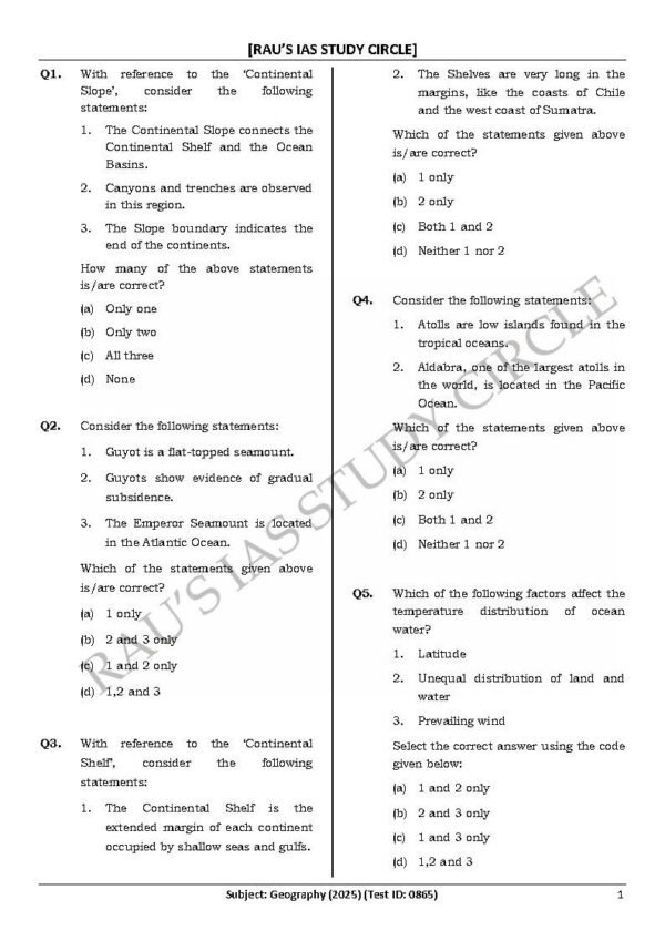Rau's IAS General Studies { Paper : 1, CA : Test - 30, Geography - 2025 } | English | B&W - Image 4