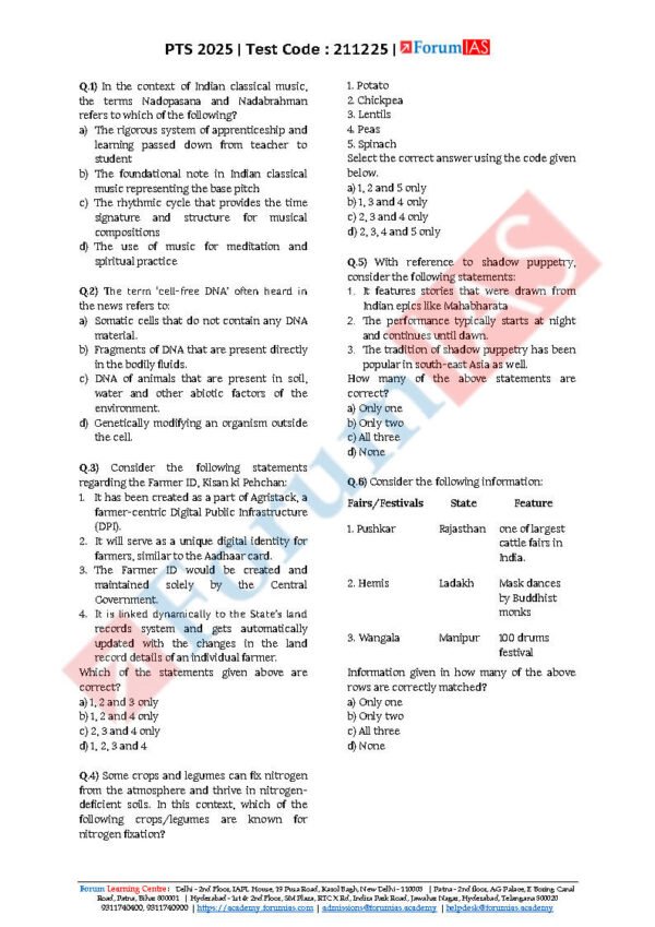 Forum IAS Level 3 - Test 34 - T5 ( Art & Culture, Science and Technology and Agriculture ) | English | B&W - Image 3
