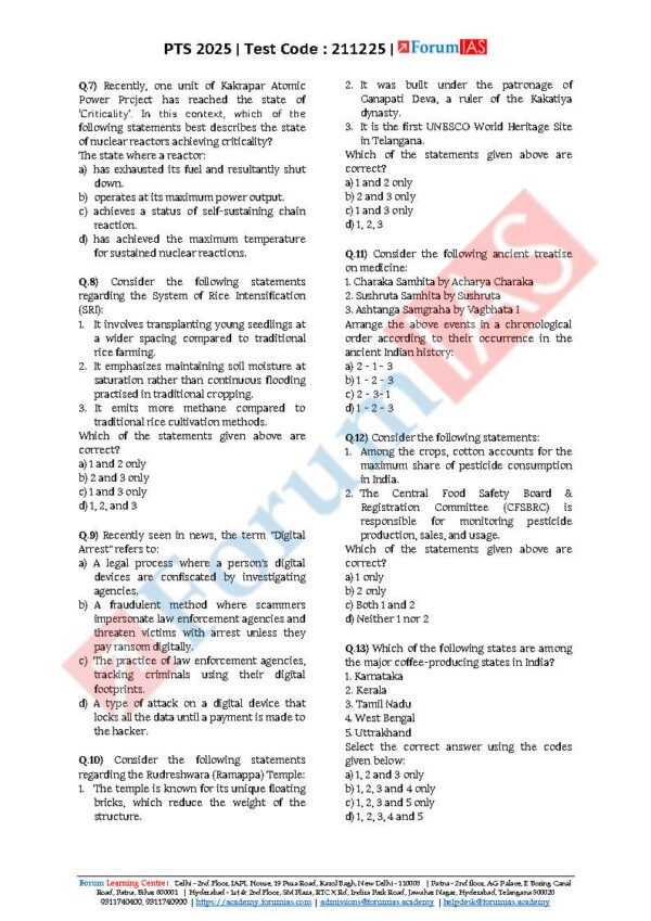 Forum IAS Level 3 - Test 34 - T5 ( Art & Culture, Science and Technology and Agriculture ) | English | B&W - Image 4