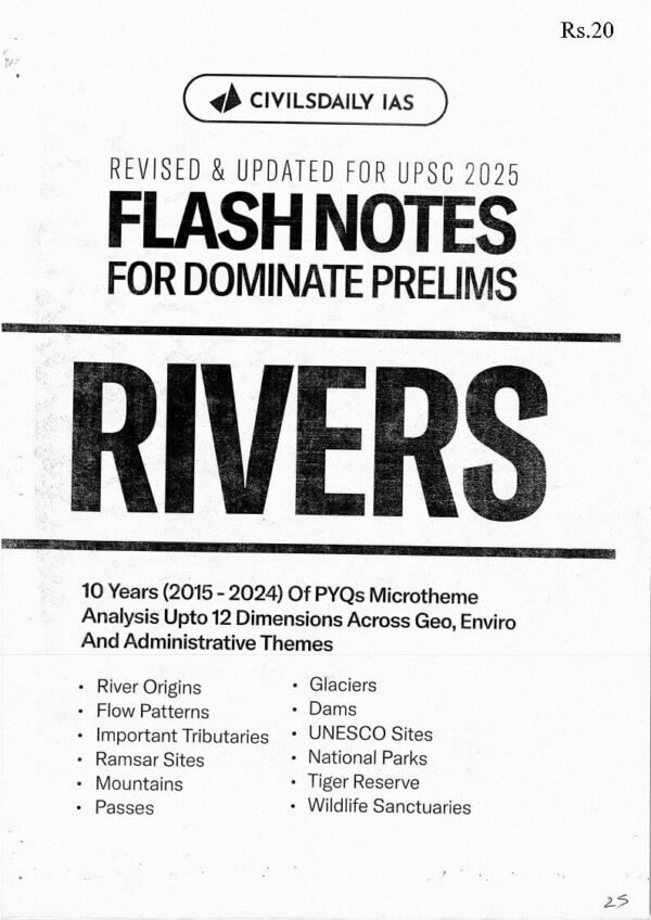 Civils Daily IAS ( Flash Notes For Dominate Prelims Rivers ) | English | B&W - Image 2