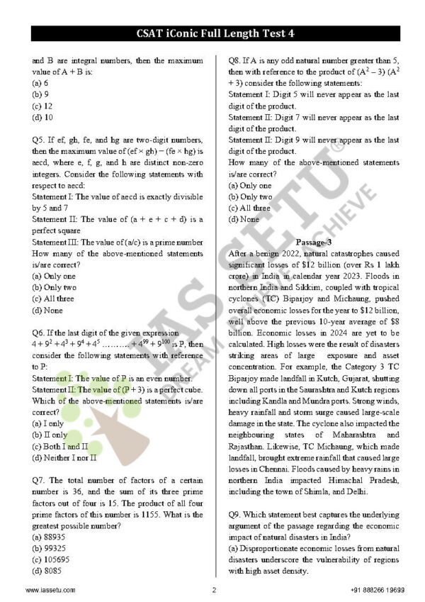 IAS Setu ( CSAT Iconic Full Length - Test - 4 ) | English | B&W - Image 3