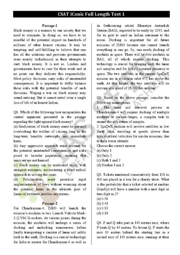 IAS Setu CSAT Iconic Test Series Full Length Test - 1 To 3 | English | B&W - Image 3