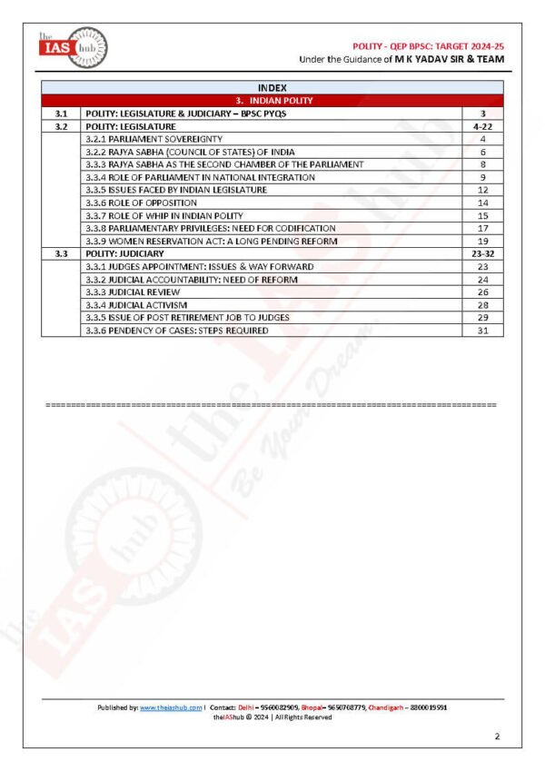TheIASHub QEP BPSC : Target 2024-2025, ( Polity [ Handout 3 ] ) Mains By Mk Yadav & Divya Ma'am | English | B&W - Image 3